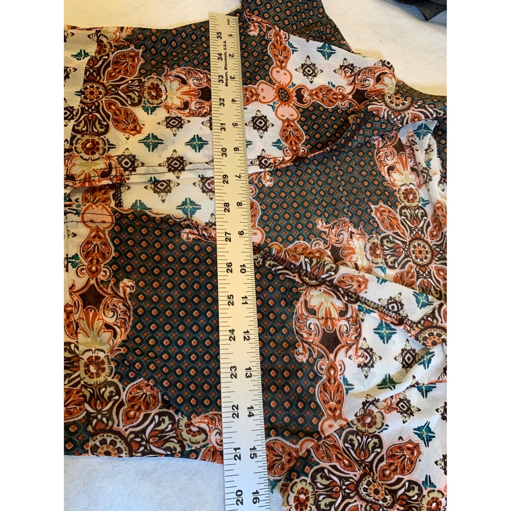 Amber Womens Patchwork Midi cardigan Dress S Brown Boho 70s Vibe Tie Front retro - Picture 6 of 7